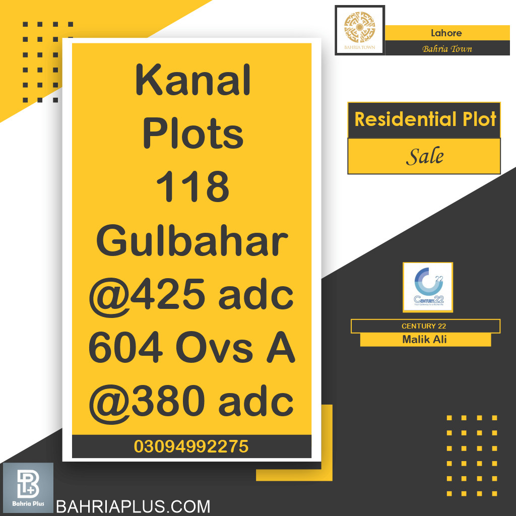 1 Kanal Residential Plot for Sale in Bahria Town, Lahore - (BP-364402)