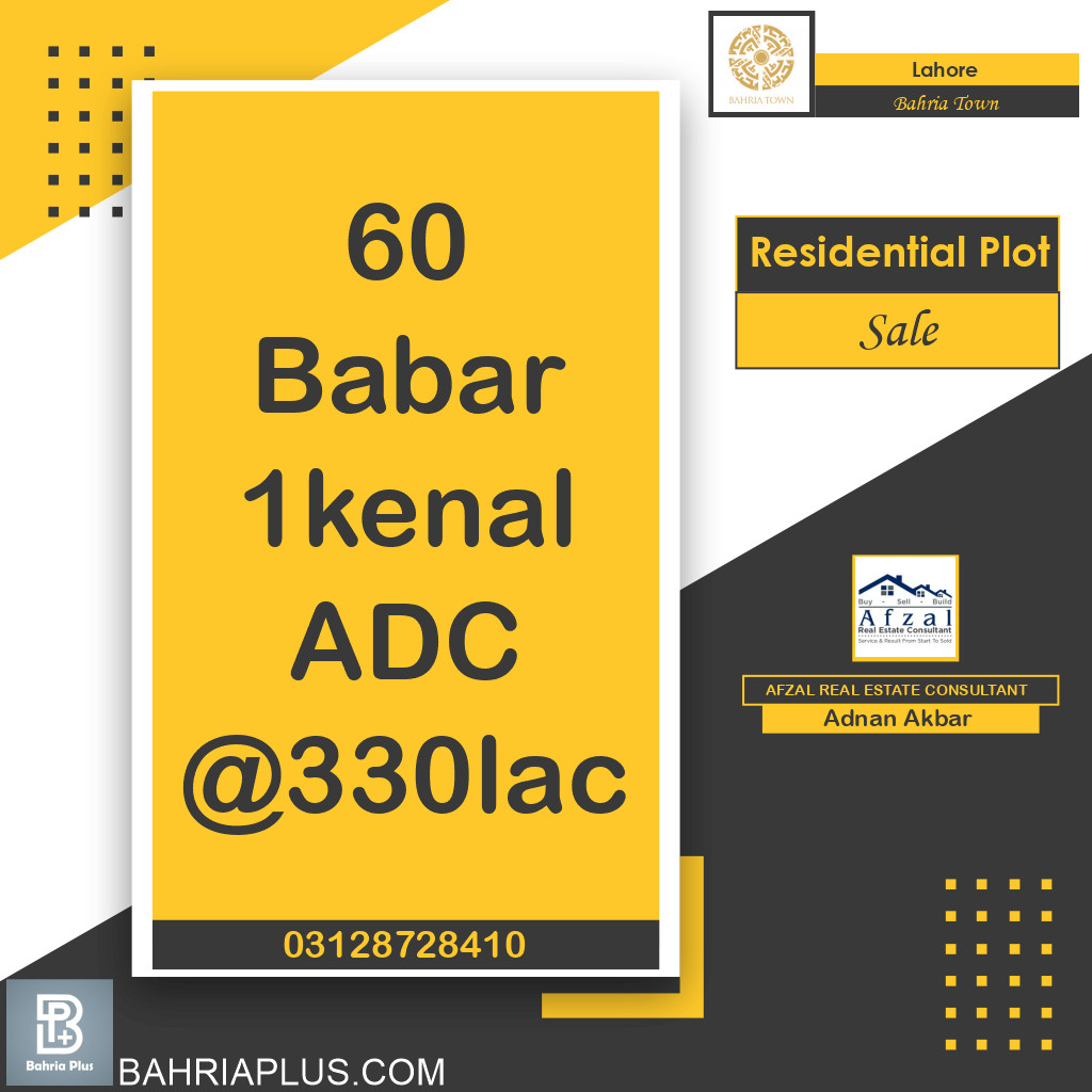 Residential Plot for Sale in Bahria Town, Lahore - (BP-364510)