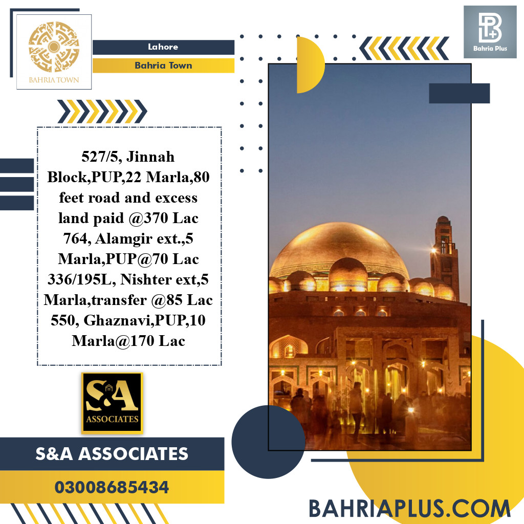 Residential Plot for Sale in Bahria Town, Lahore - (BP-364723)