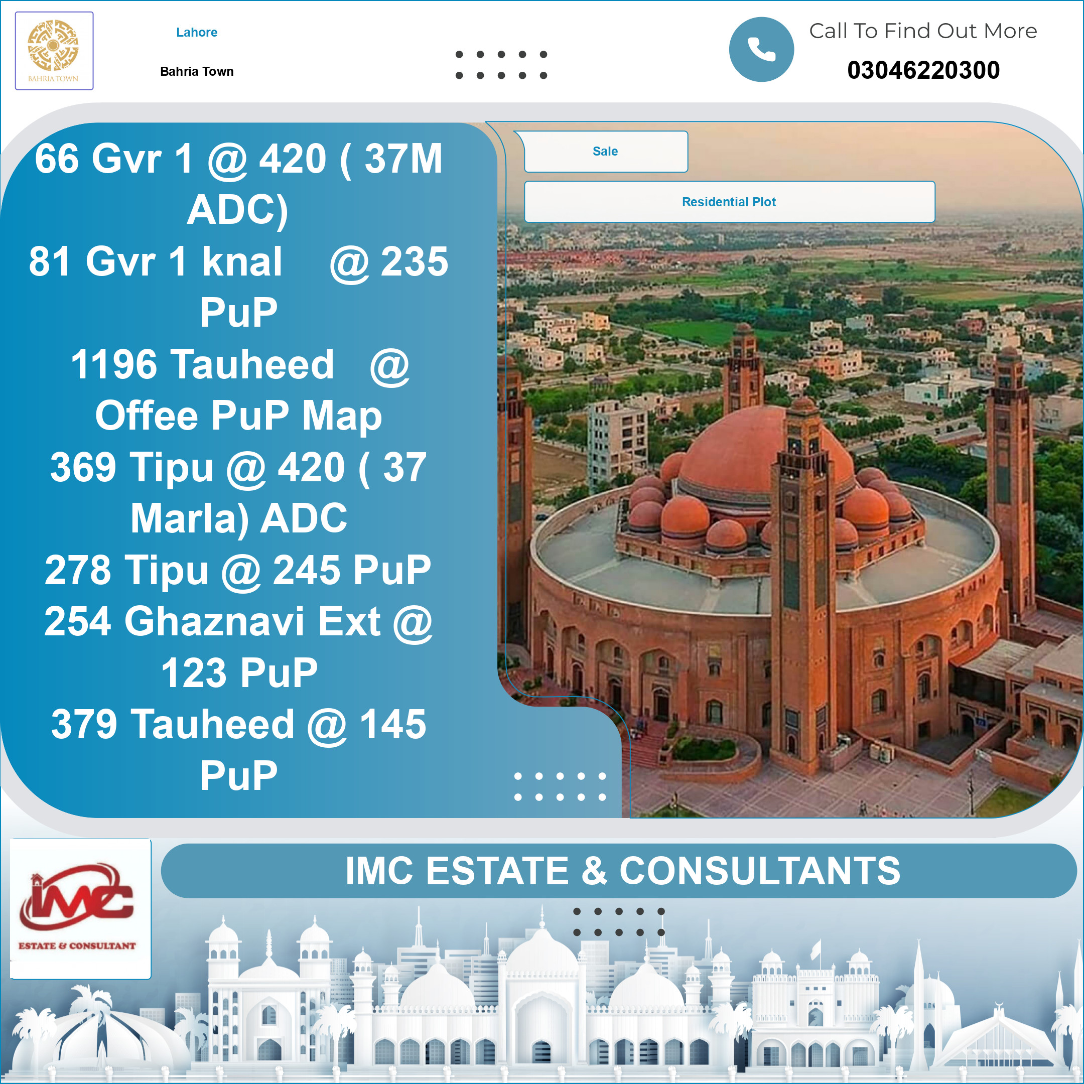 Residential Plot for Sale in Bahria Town, Lahore - (BP-364797)