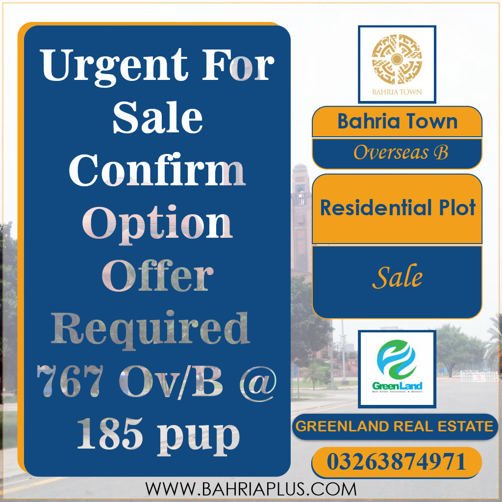 10 Marla Residential Plot for Sale in Overseas B -  Bahria Town, Lahore - (BP-364835)