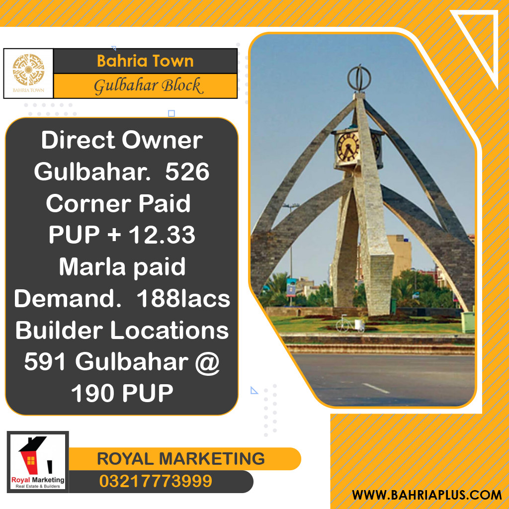 12 Marla Residential Plot for Sale in Sector C - Gulbahar Block -  Bahria Town, Lahore - (BP-364844)
