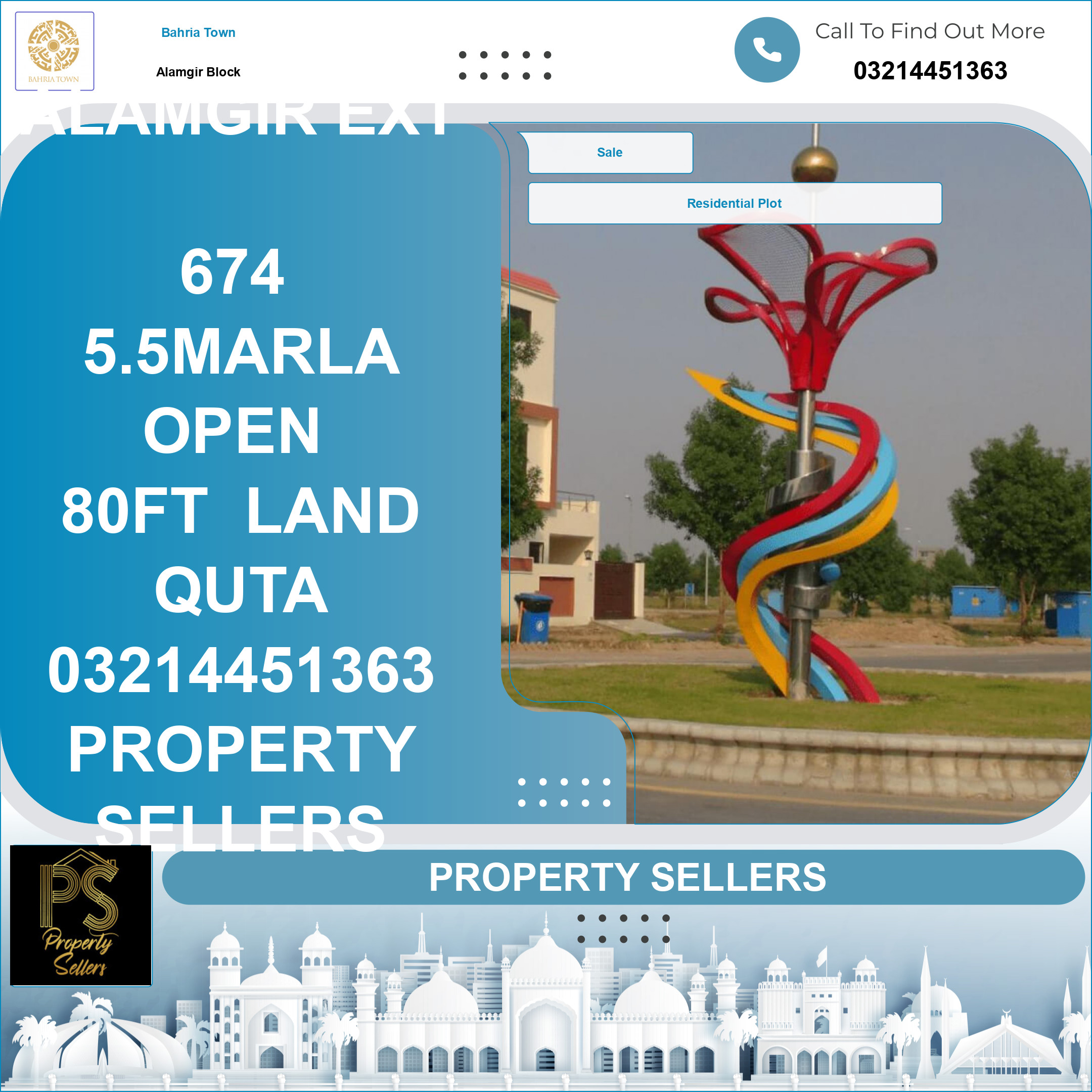 5.5 Marla Residential Plot for Sale in Sector F - Alamgir Block -  Bahria Town, Lahore - (BP-365074)