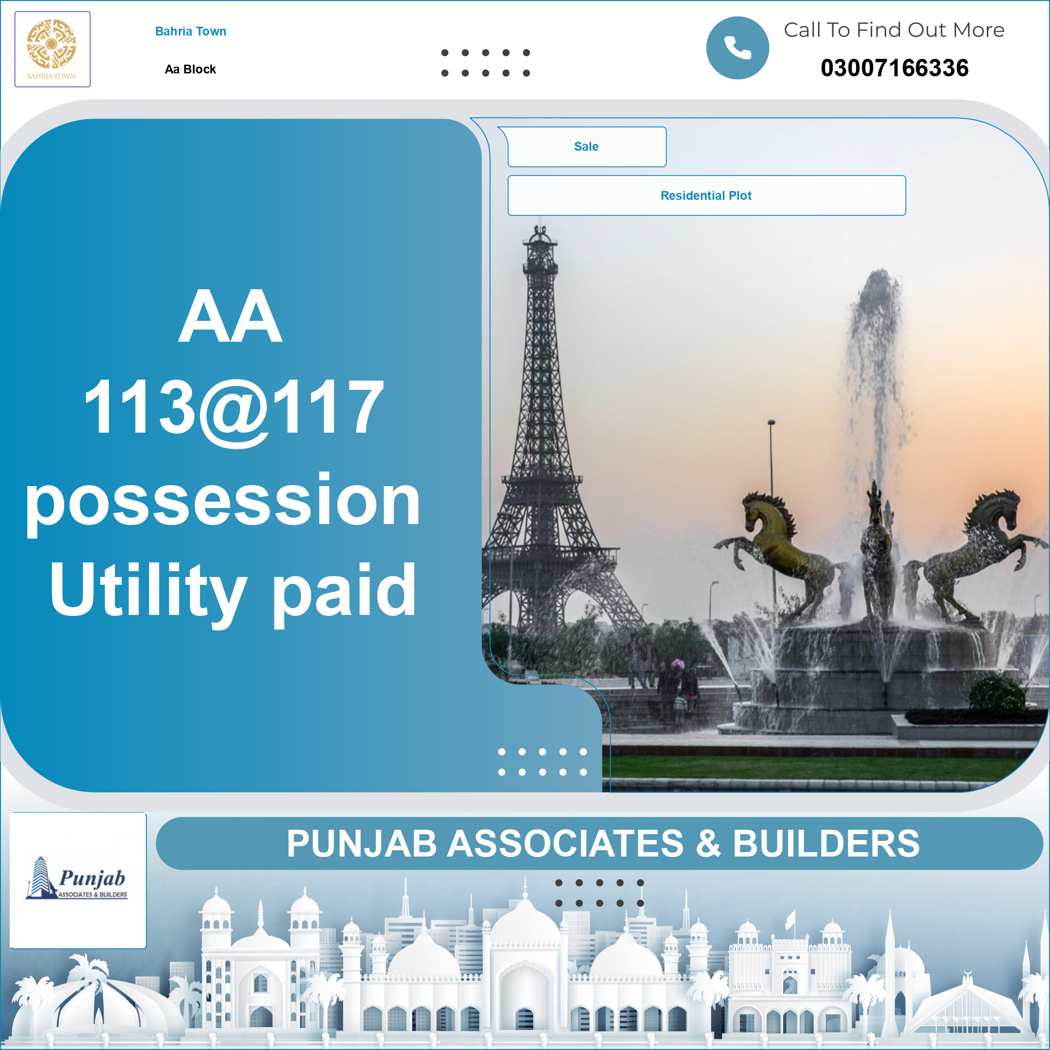 Residential Plot for Sale in Sector D - AA Block -  Bahria Town, Lahore - (BP-365082)