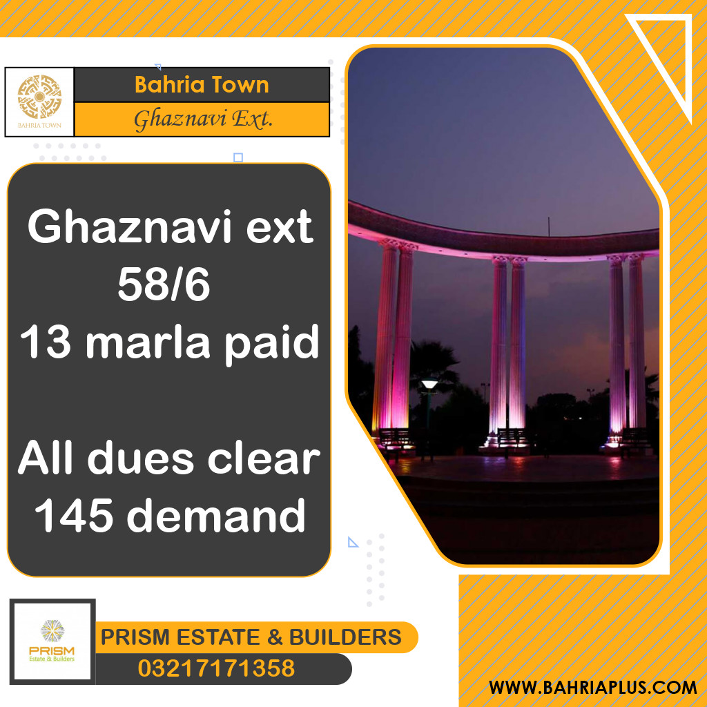 13 Marla Residential Plot for Sale in Sector F - Ghaznavi Ext. Block -  Bahria Town, Lahore - (BP-365151)