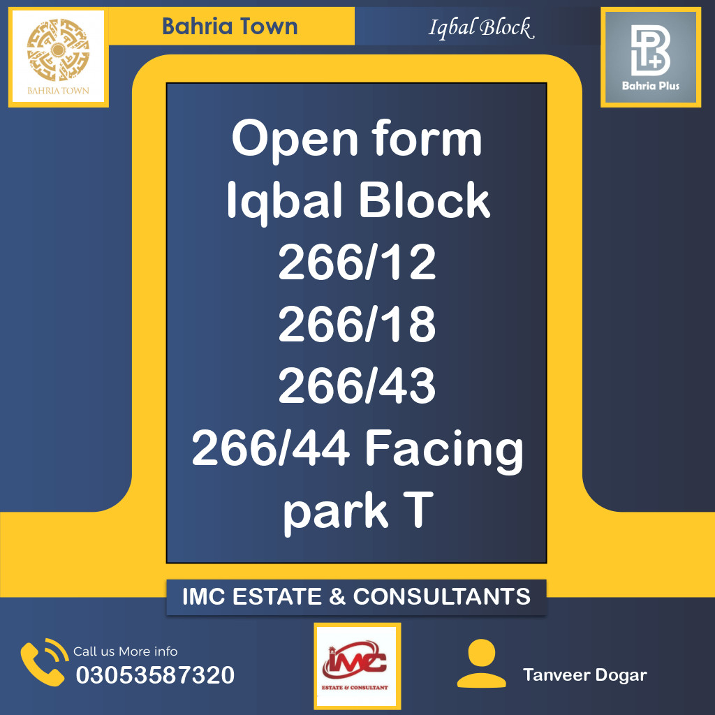 Residential Plot for Sale in Sector E - Iqbal Block -  Bahria Town, Lahore - (BP-365161)