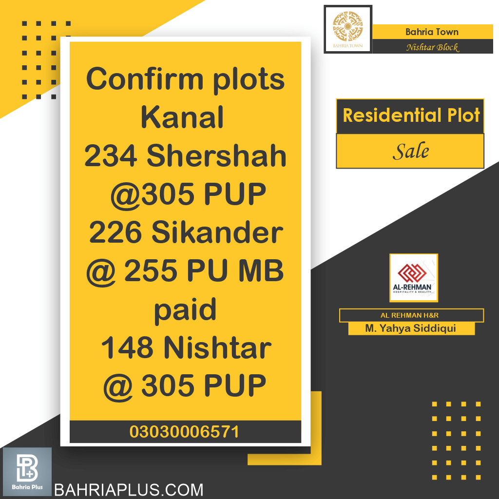 1 Kanal Residential Plot for Sale in Sector E - Nishtar Block -  Bahria Town, Lahore - (BP-365181)