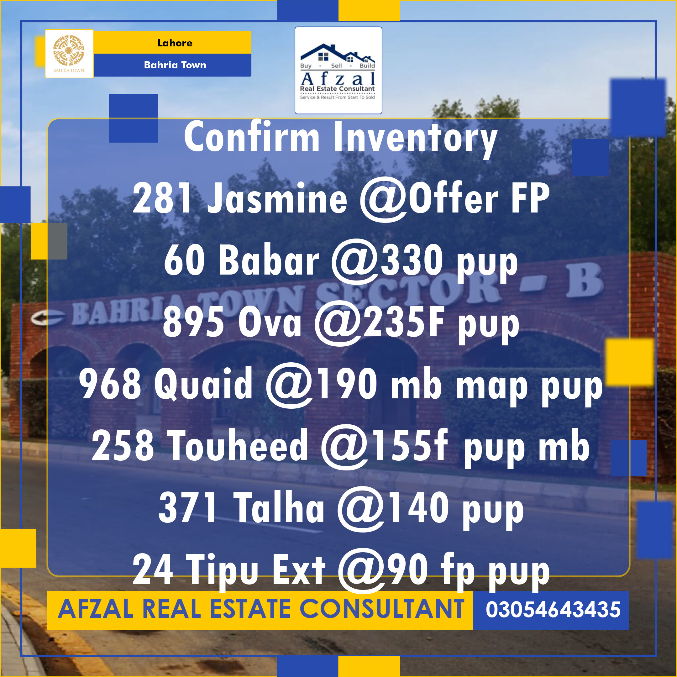Residential Plot for Sale in Bahria Town, Lahore - (BP-365187)