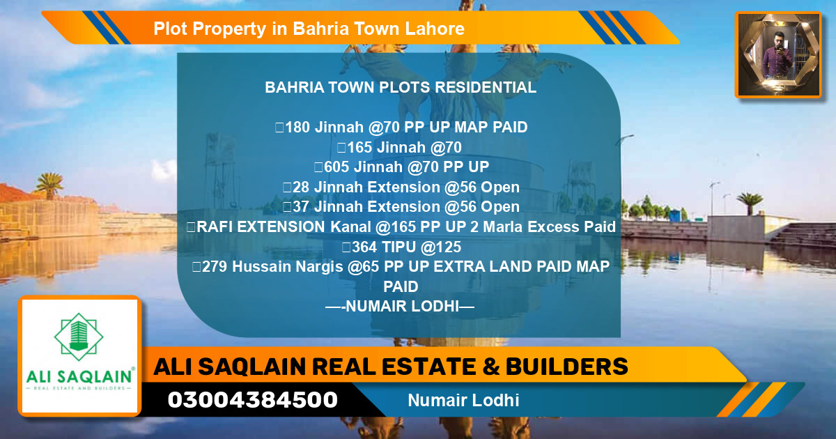 Residential Plot for Sale in Bahria Town, Lahore - (BP-36520)