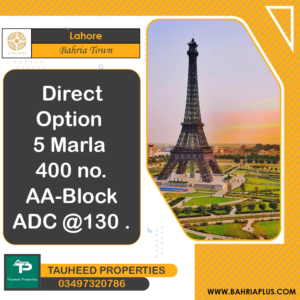 5 Marla Residential Plot for Sale in Bahria Town, Lahore - (BP-365239)