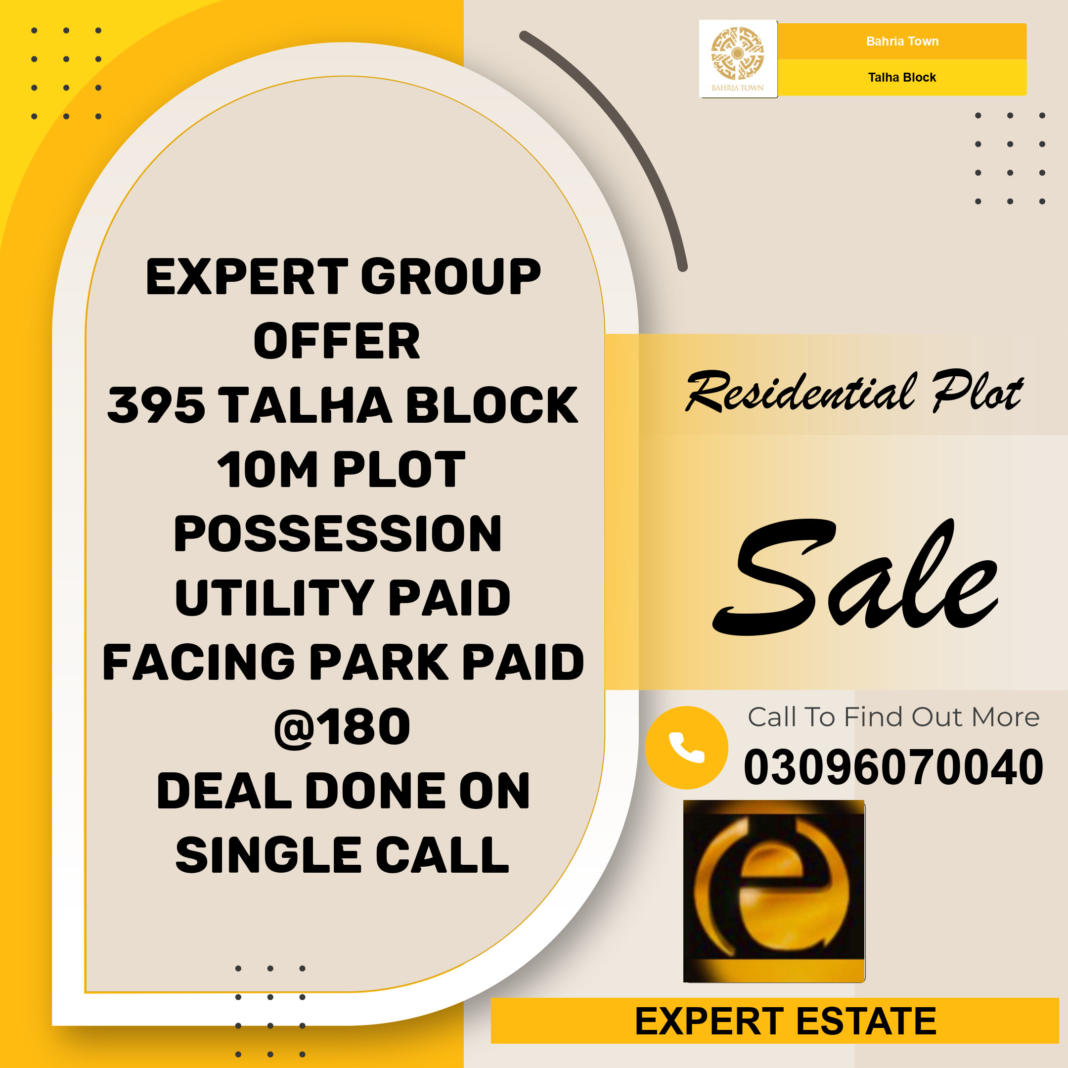 10 Marla Residential Plot for Sale in Sector F - Talha Block -  Bahria Town, Lahore - (BP-365252)