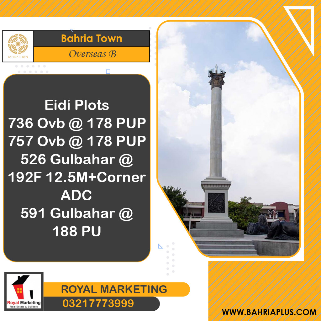 10 Marla Residential Plot for Sale in Overseas B -  Bahria Town, Lahore - (BP-365569)