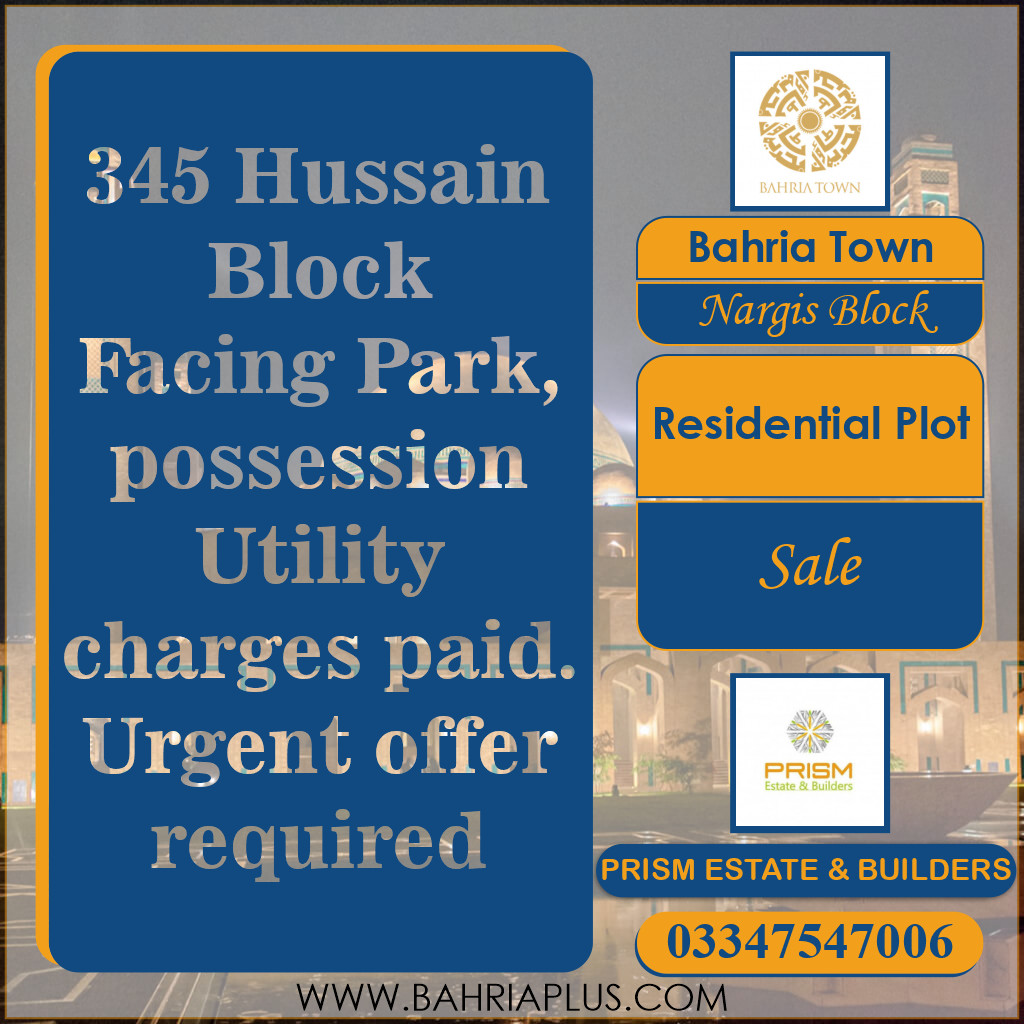 10 Marla Residential Plot for Sale in Sector C - Nargis/Hussain Block -  Bahria Town, Lahore - (BP-365584)