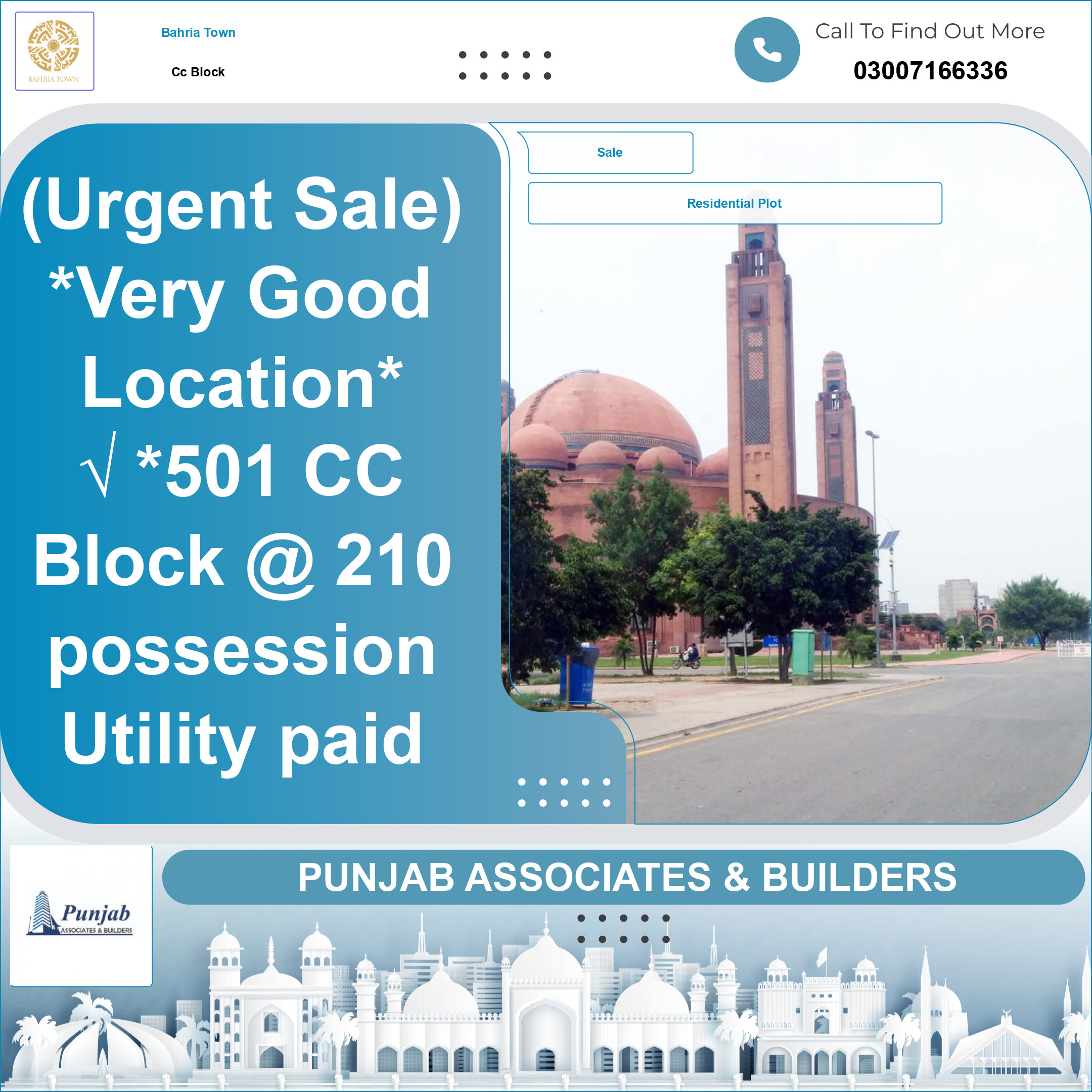 Residential Plot for Sale in Sector D - CC Block -  Bahria Town, Lahore - (BP-365595)