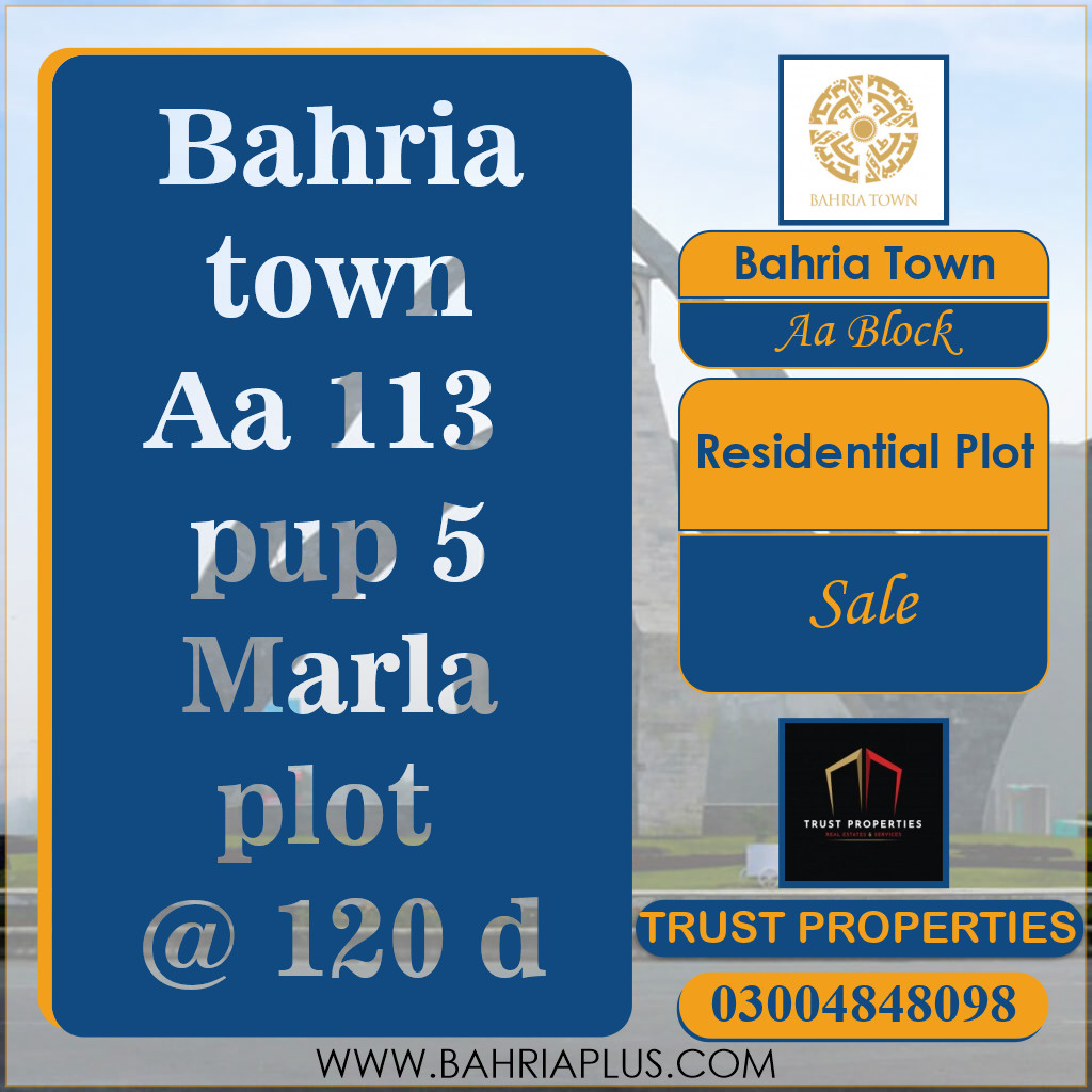 5 Marla Residential Plot for Sale in Sector D - AA Block -  Bahria Town, Lahore - (BP-365605)