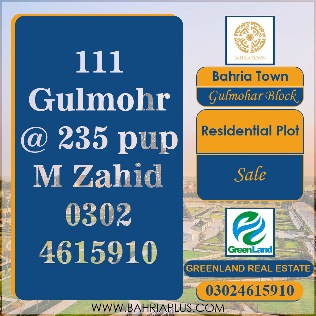 10 Marla Residential Plot for Sale in Sector C - Gulmohar Block -  Bahria Town, Lahore - (BP-365679)