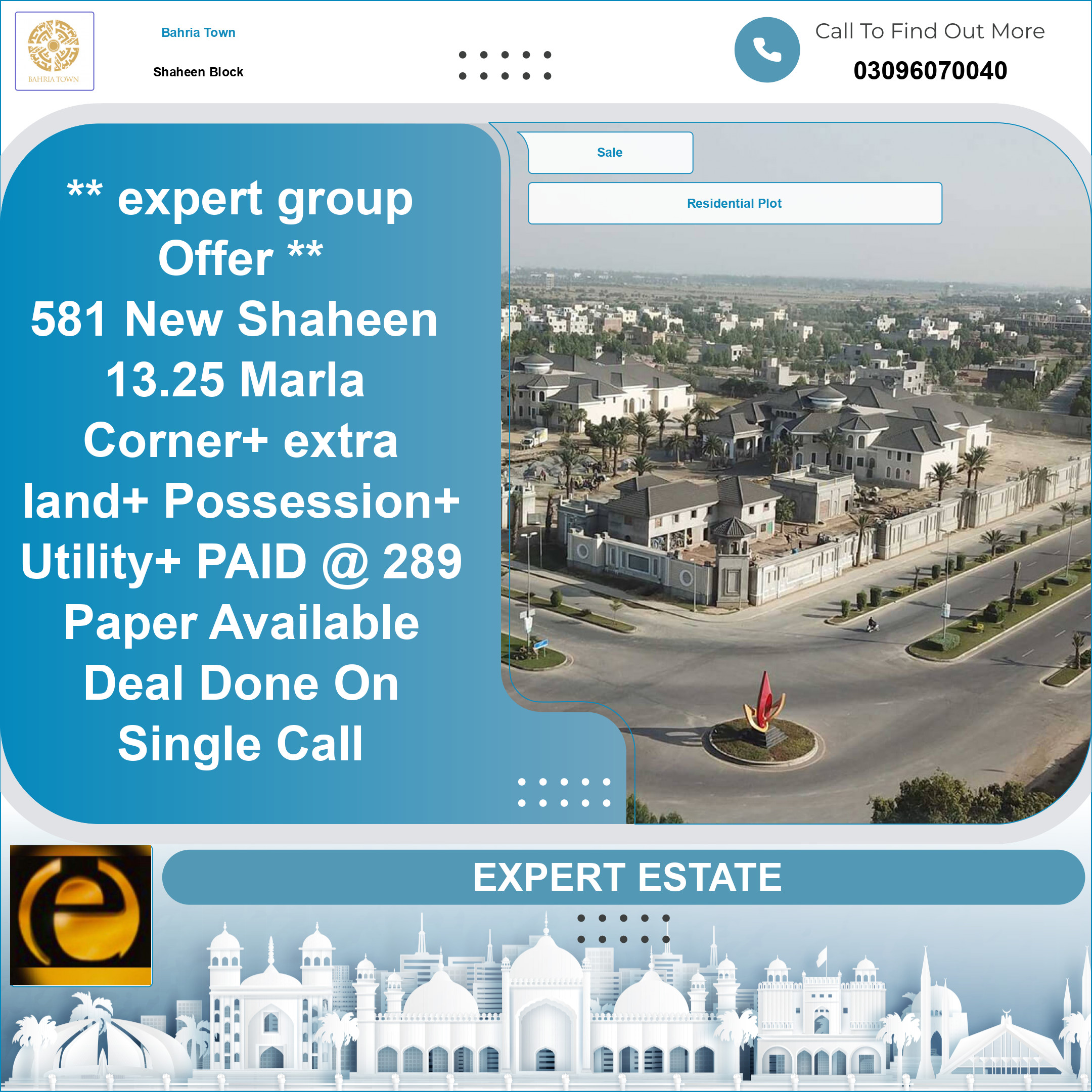 13 Marla Residential Plot for Sale in Sector B - Shaheen Block -  Bahria Town, Lahore - (BP-365797)