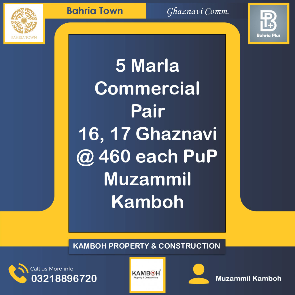 5 Marla Residential Plot for Sale in Sector F - Ghaznavi Commercial -  Bahria Town, Lahore - (BP-365829)