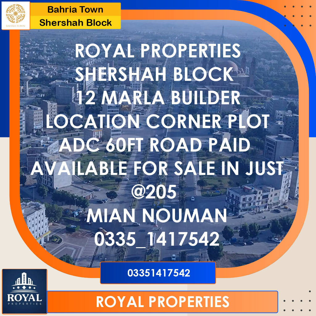 10 Marla Residential Plot for Sale in Sector F - Shershah Block -  Bahria Town, Lahore - (BP-365870)