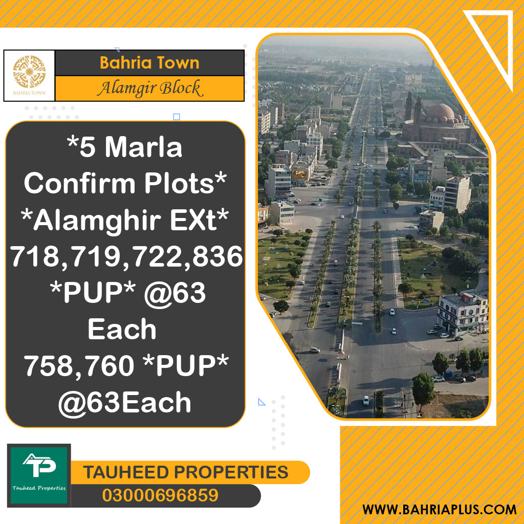 5 Marla Residential Plot for Sale in Sector F - Alamgir Block -  Bahria Town, Lahore - (BP-365905)