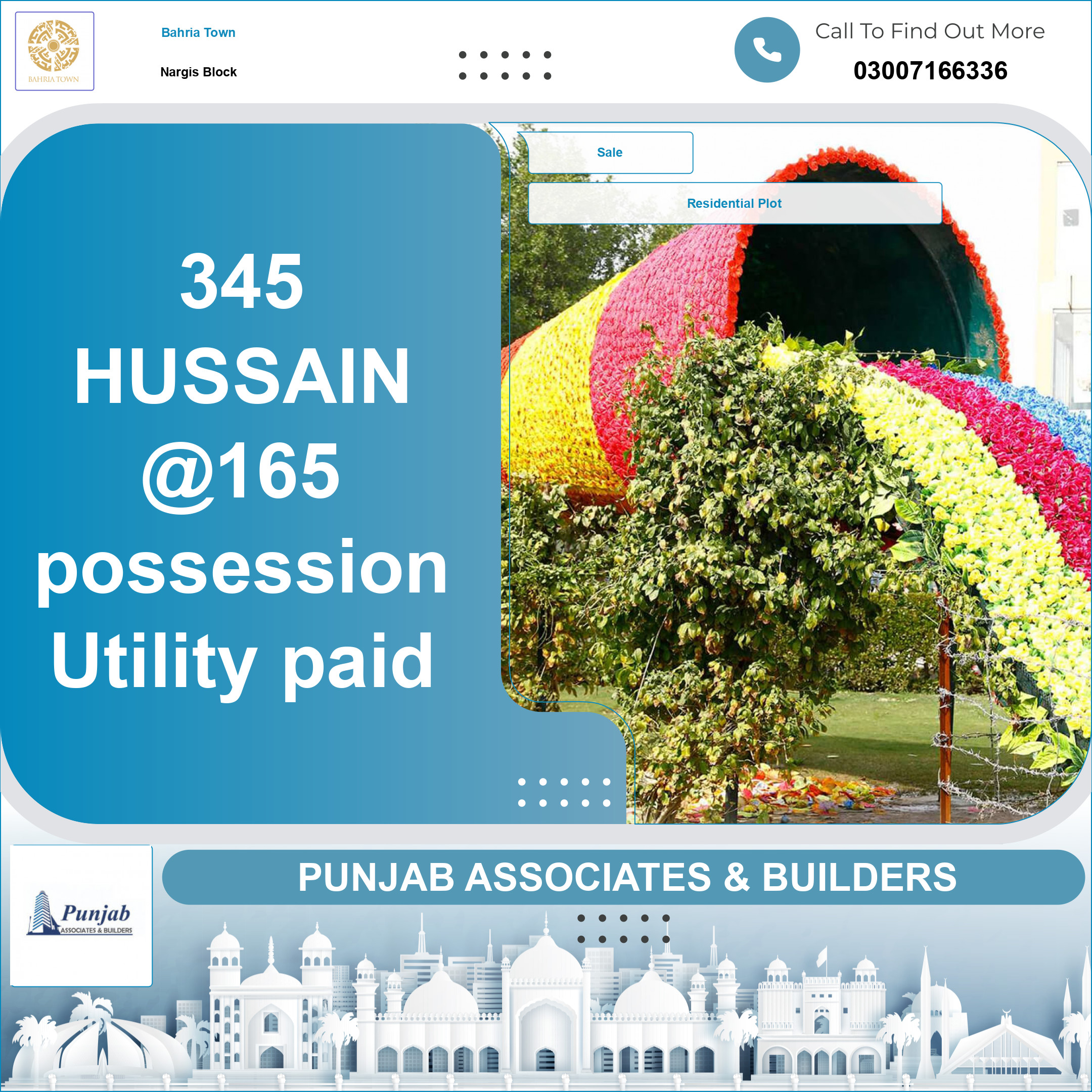 Residential Plot for Sale in Sector C - Nargis/Hussain Block -  Bahria Town, Lahore - (BP-365908)
