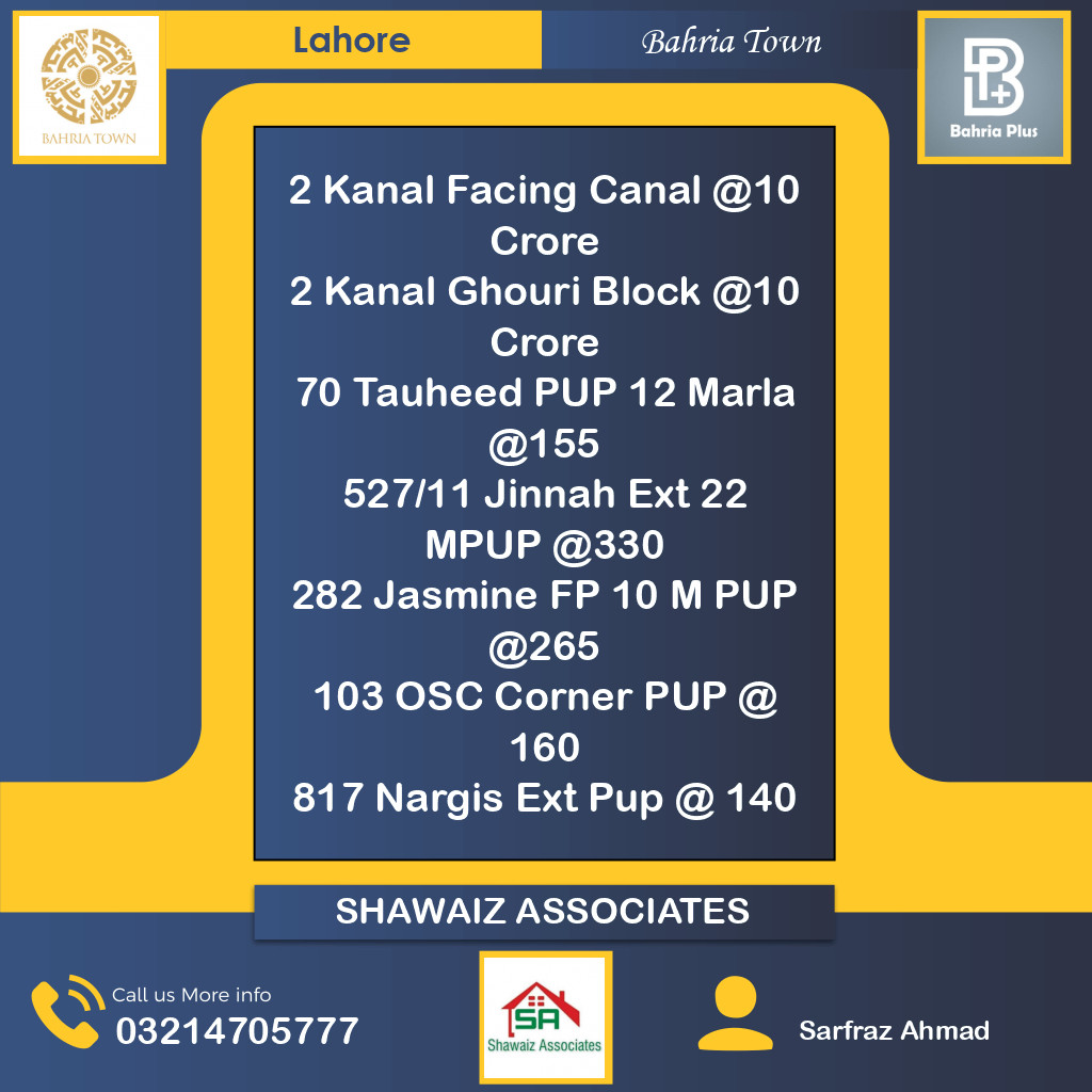 Residential Plot for Sale in Bahria Town, Lahore - (BP-366007)