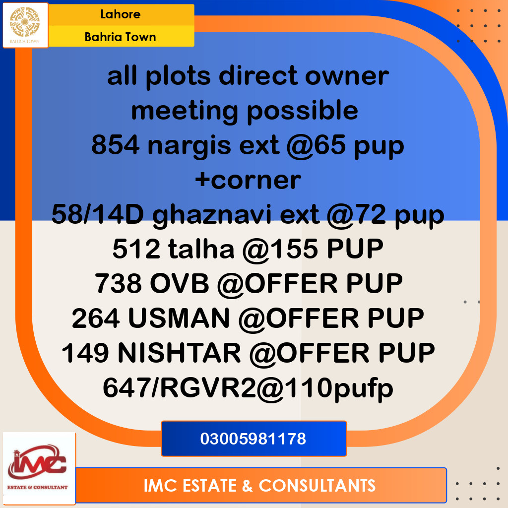 Residential Plot for Sale in Bahria Town, Lahore - (BP-366106)