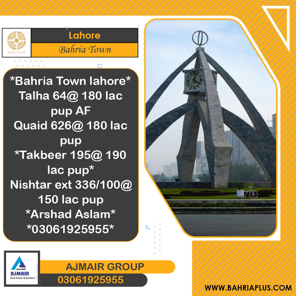 Residential Plot for Sale in Bahria Town, Lahore - (BP-366111)