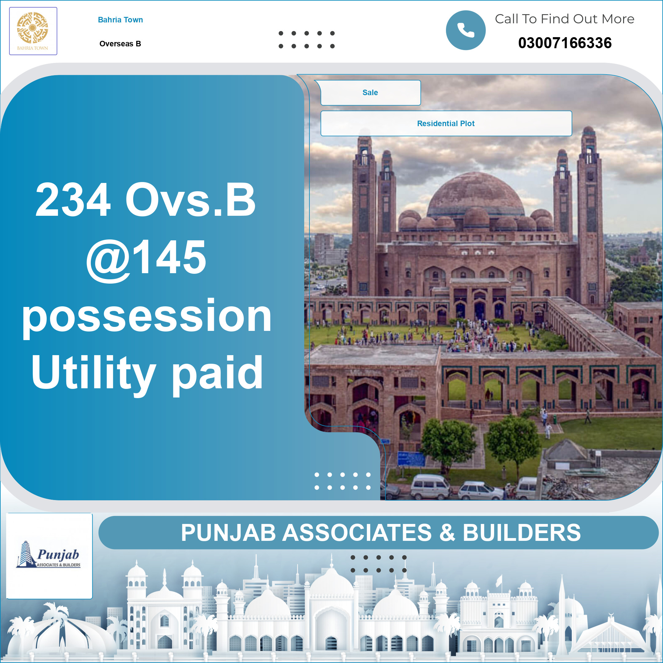 Residential Plot for Sale in Overseas B -  Bahria Town, Lahore - (BP-366130)