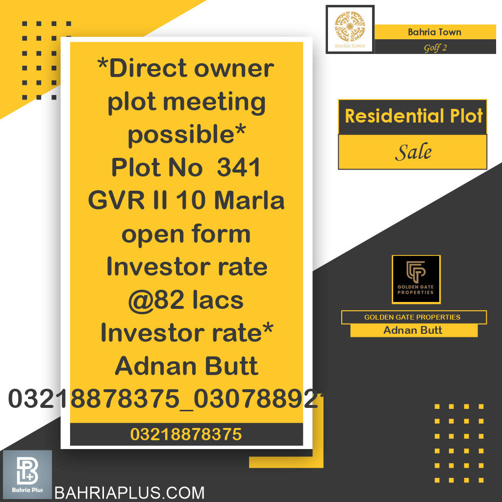 10 Marla Residential Plot for Sale in Golf Phase 2 -  Bahria Town, Lahore - (BP-366205)