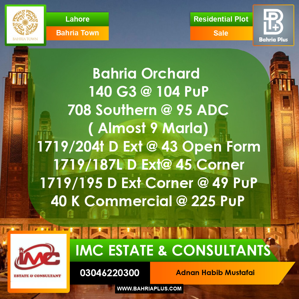 Residential Plot for Sale in Bahria Town, Lahore - (BP-366245)