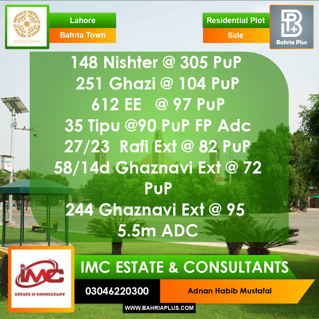 Residential Plot for Sale in Bahria Town, Lahore - (BP-366247)