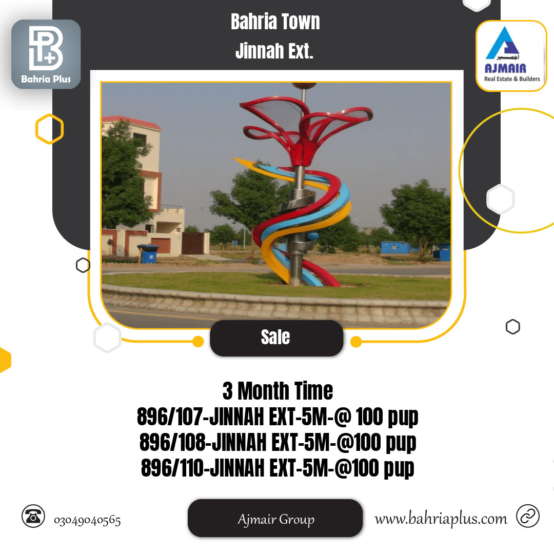 5 Marla Residential Plot for Sale in Sector E - Jinnah Ext. Block -  Bahria Town, Lahore - (BP-366393)