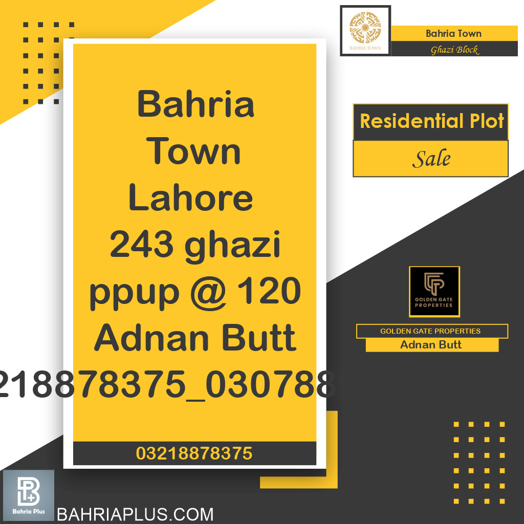 10 Marla Residential Plot for Sale in Sector F - Ghazi Block -  Bahria Town, Lahore - (BP-366402)