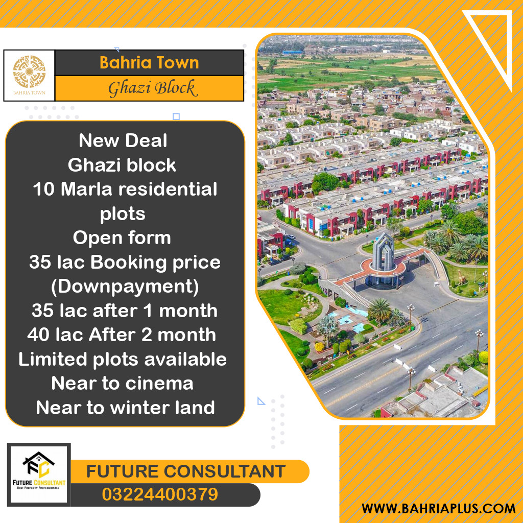 10 Marla Residential Plot for Sale in Sector F - Ghazi Block -  Bahria Town, Lahore - (BP-366419)