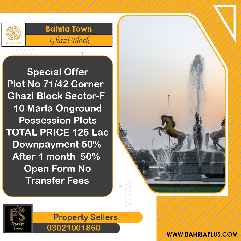 10 Marla Residential Plot for Sale in Sector F - Ghazi Block -  Bahria Town, Lahore - (BP-366424)