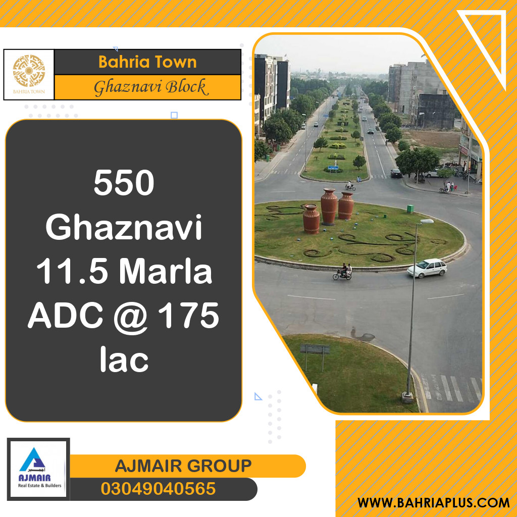 11.5 Marla Residential Plot for Sale in Sector F - Ghaznavi Block -  Bahria Town, Lahore - (BP-366430)