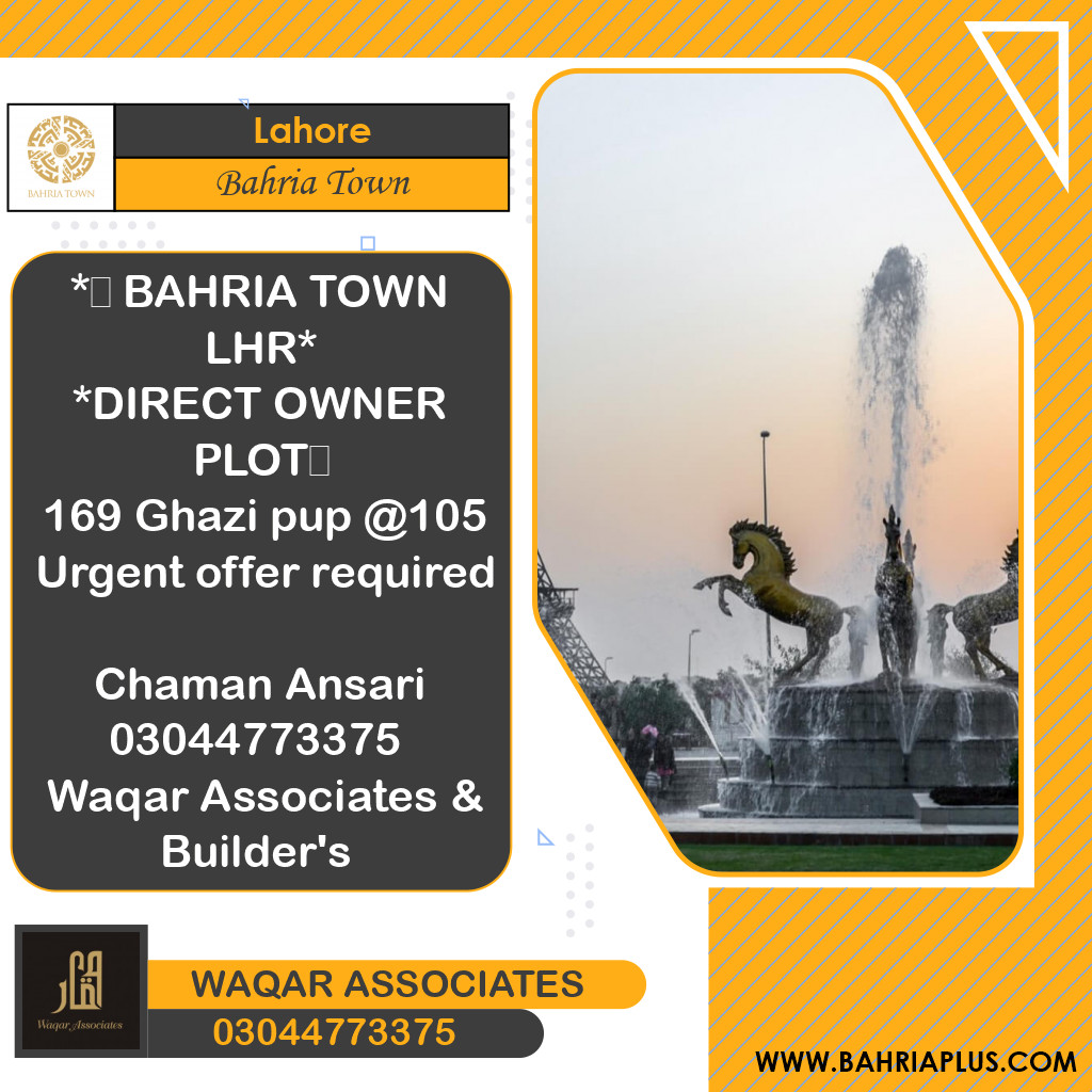 10 Marla Residential Plot for Sale in Bahria Town, Lahore - (BP-366564)