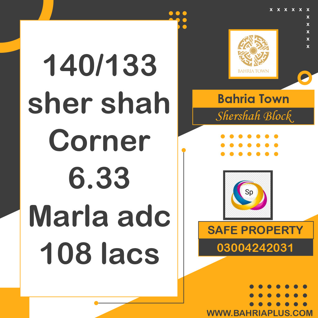 6.33 Marla Residential Plot for Sale in Sector F - Shershah Block -  Bahria Town, Lahore - (BP-366635)