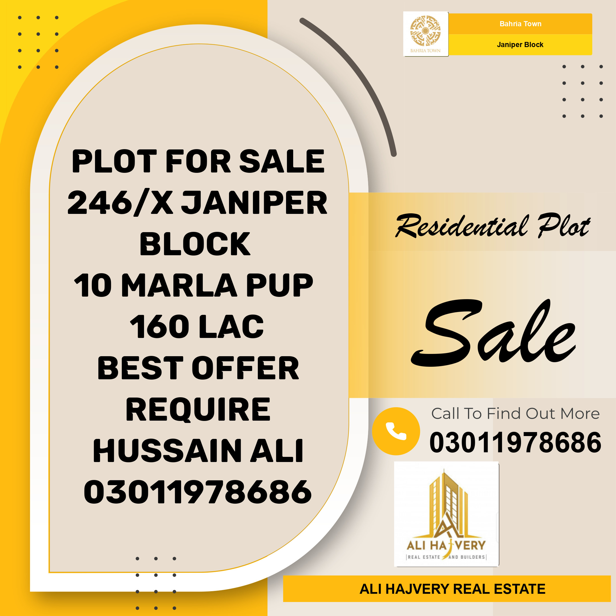 10 Marla Residential Plot for Sale in Sector C - Janiper Block -  Bahria Town, Lahore - (BP-366661)