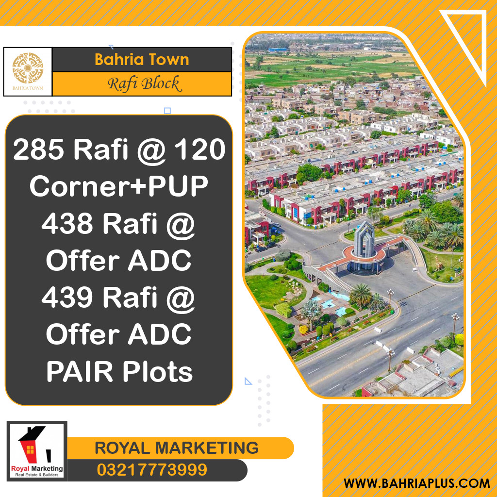 10 Marla Residential Plot for Sale in Sector E - Rafi Block -  Bahria Town, Lahore - (BP-366721)