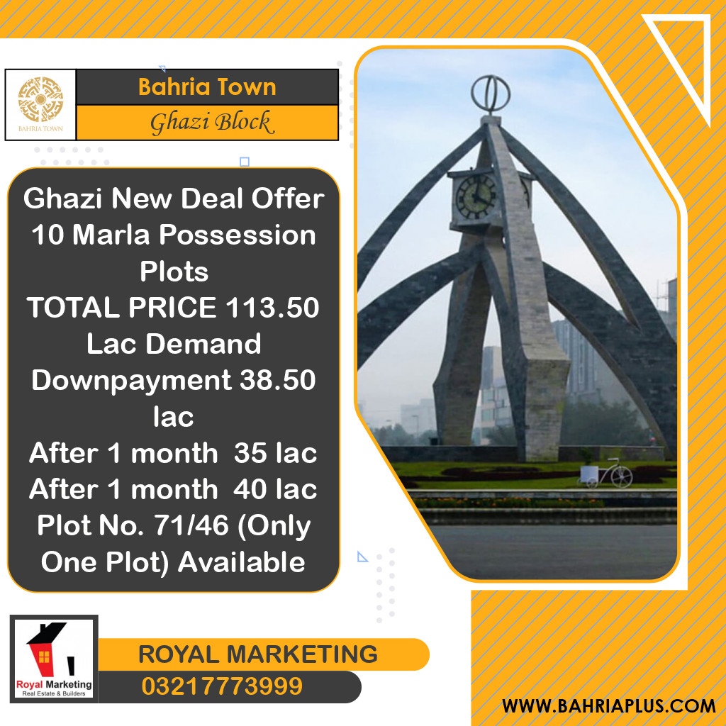 10 Marla Residential Plot for Sale in Sector F - Ghazi Block -  Bahria Town, Lahore - (BP-366727)