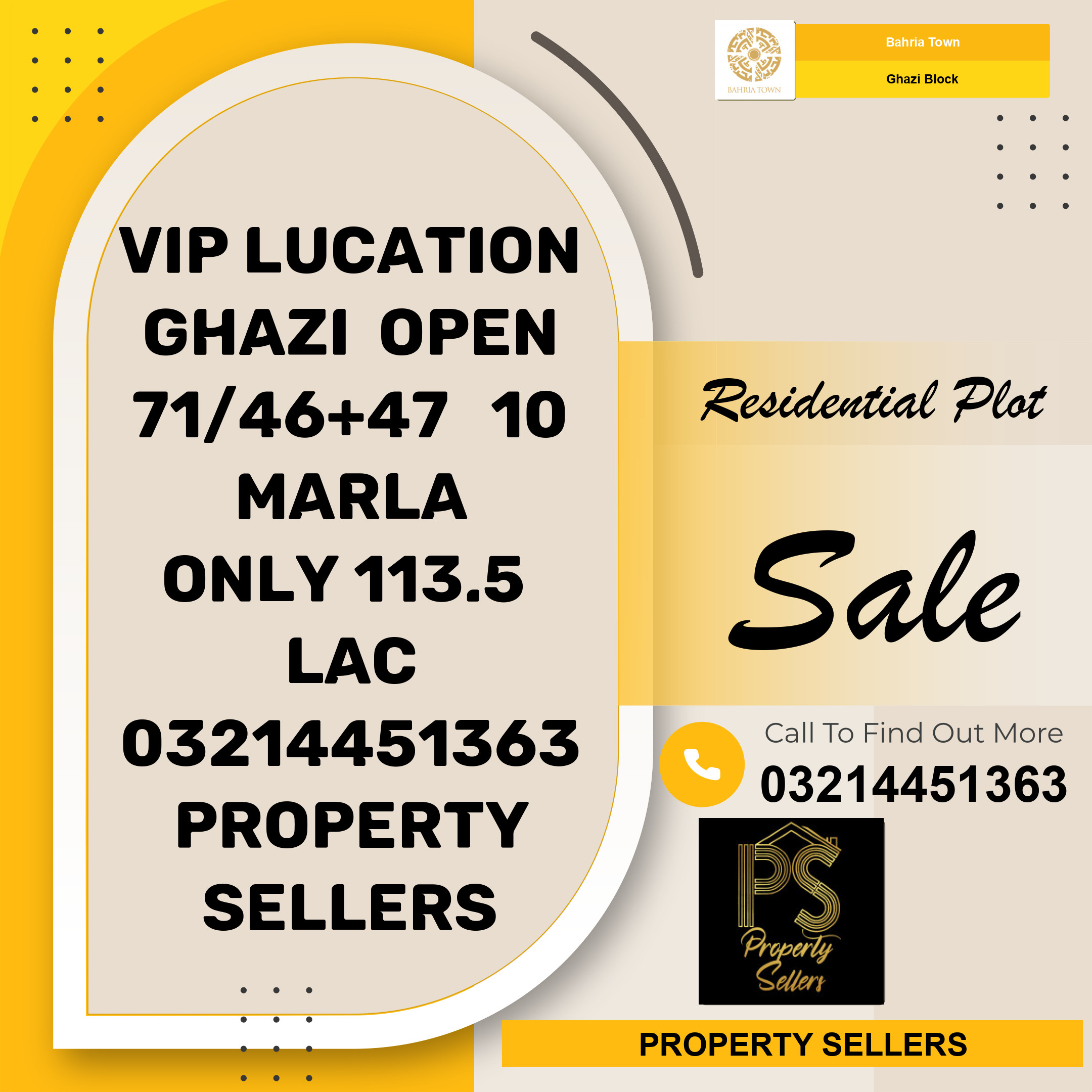 10 Marla Residential Plot for Sale in Sector F - Ghazi Block -  Bahria Town, Lahore - (BP-366746)