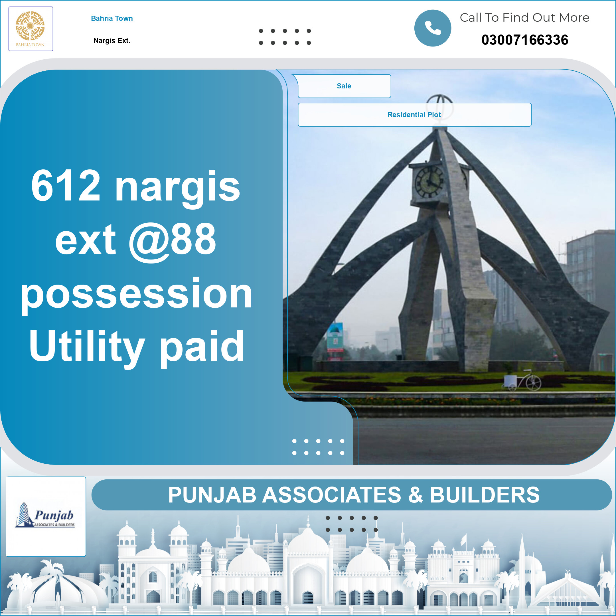 Residential Plot for Sale in Sector C - Nargis/Hussain Ext. -  Bahria Town, Lahore - (BP-366811)