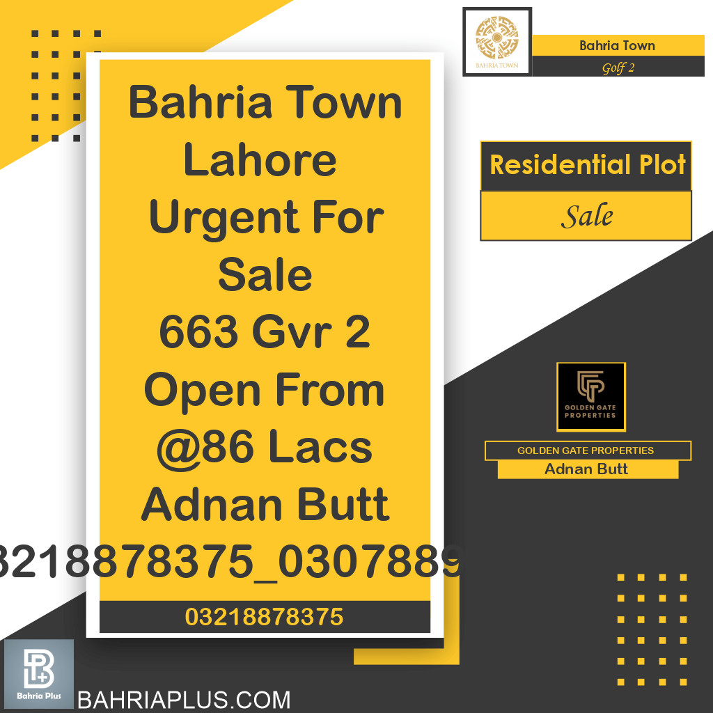 Residential Plot for Sale in Golf Phase 2 -  Bahria Town, Lahore - (BP-366837)