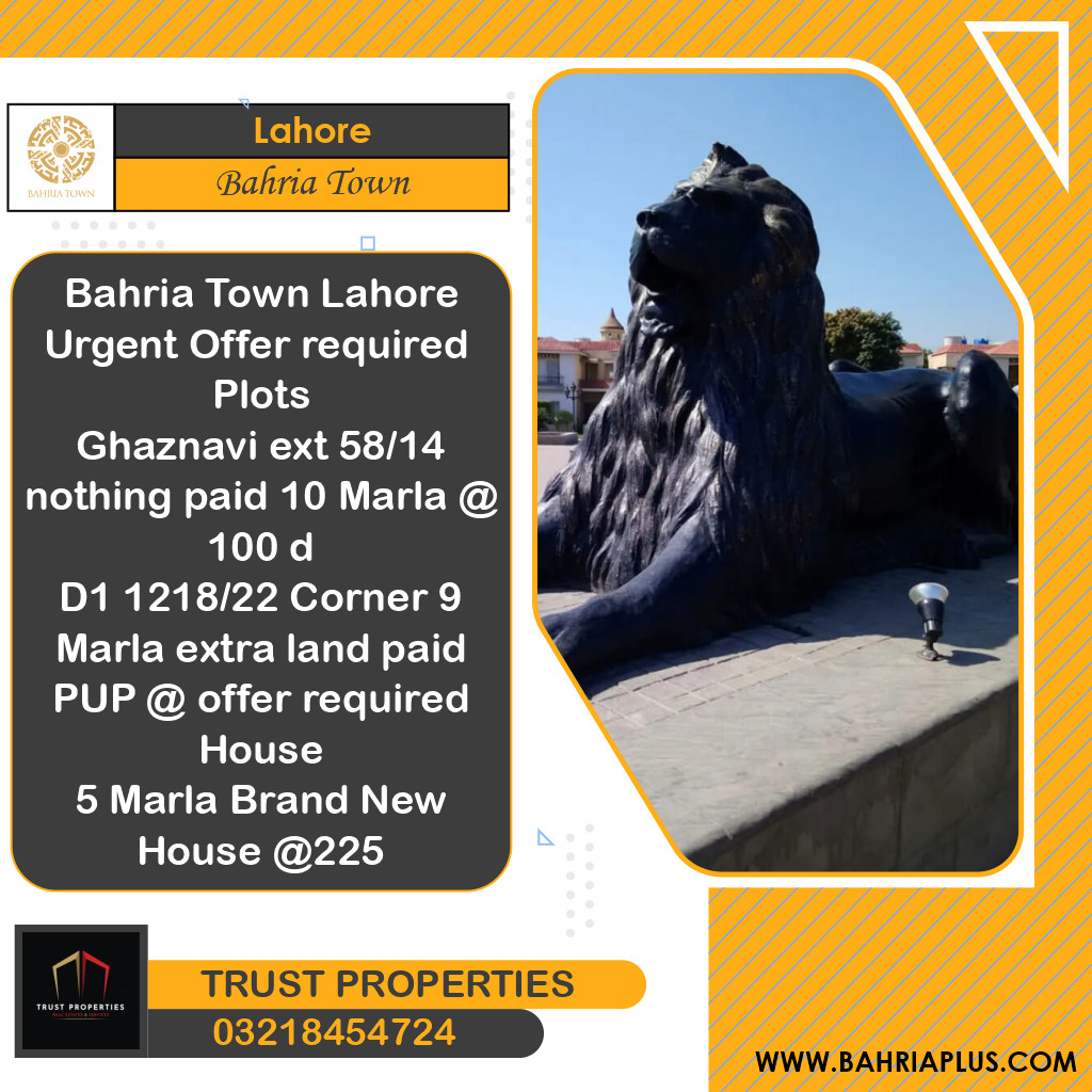 Residential Plot for Sale in Bahria Town, Lahore - (BP-366858)