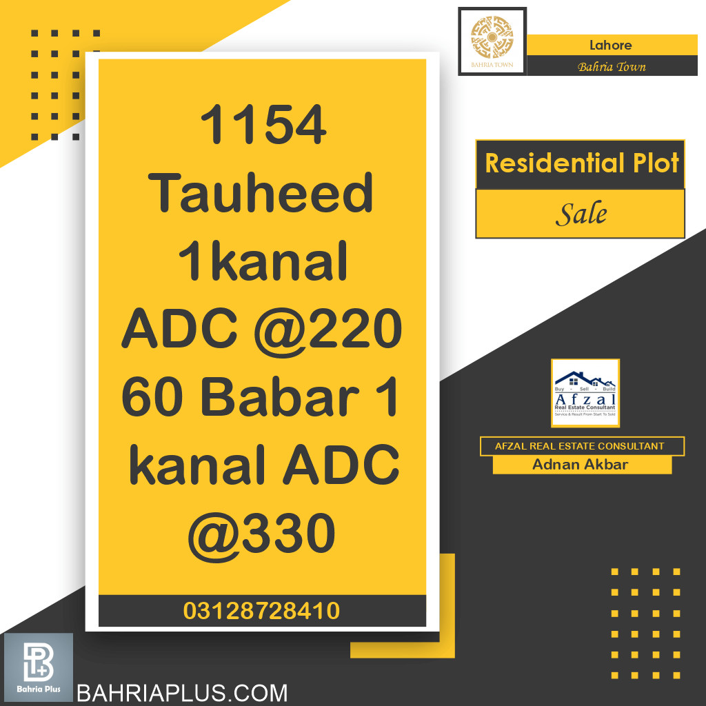 Residential Plot for Sale in Bahria Town, Lahore - (BP-366926)