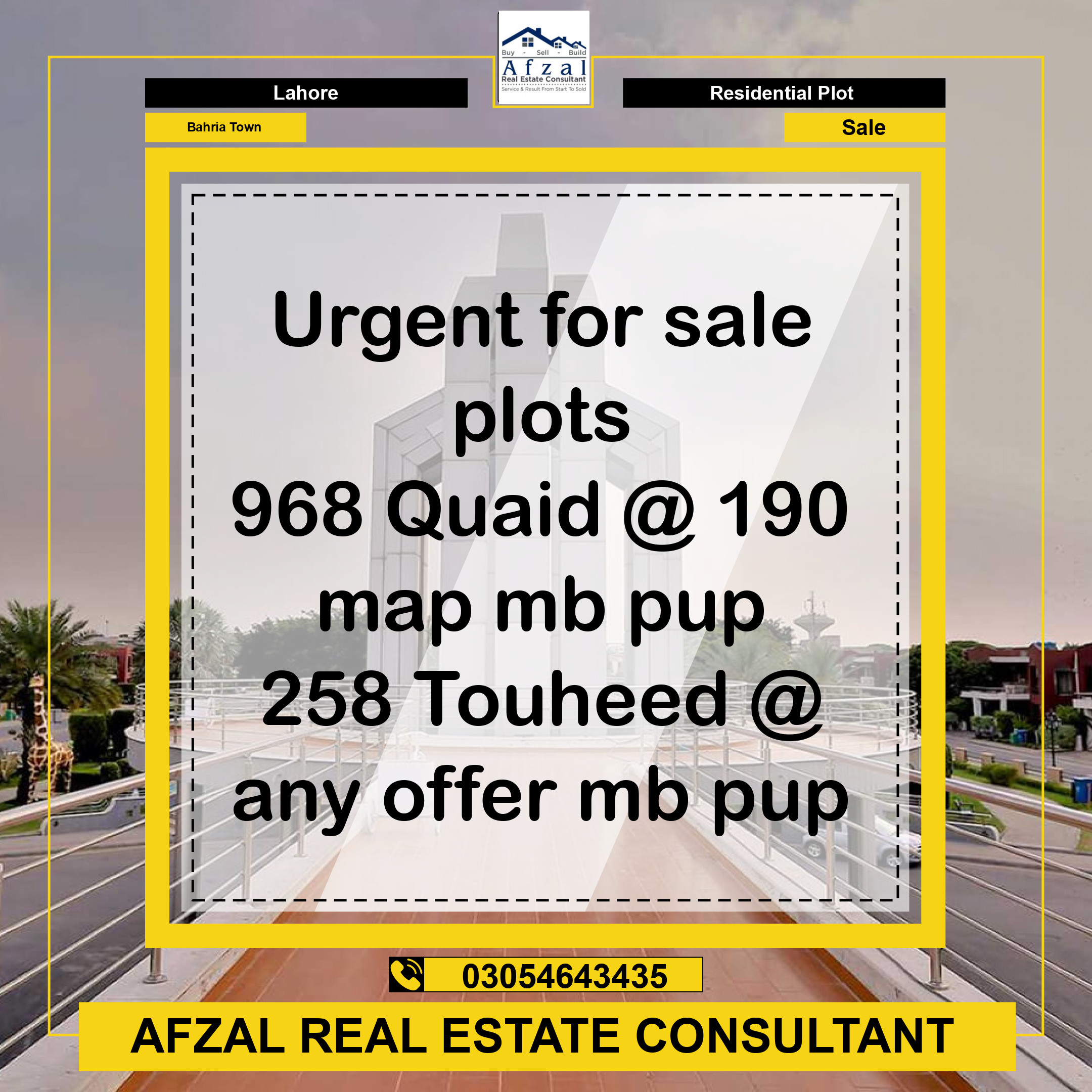 Residential Plot for Sale in Bahria Town, Lahore - (BP-366939)