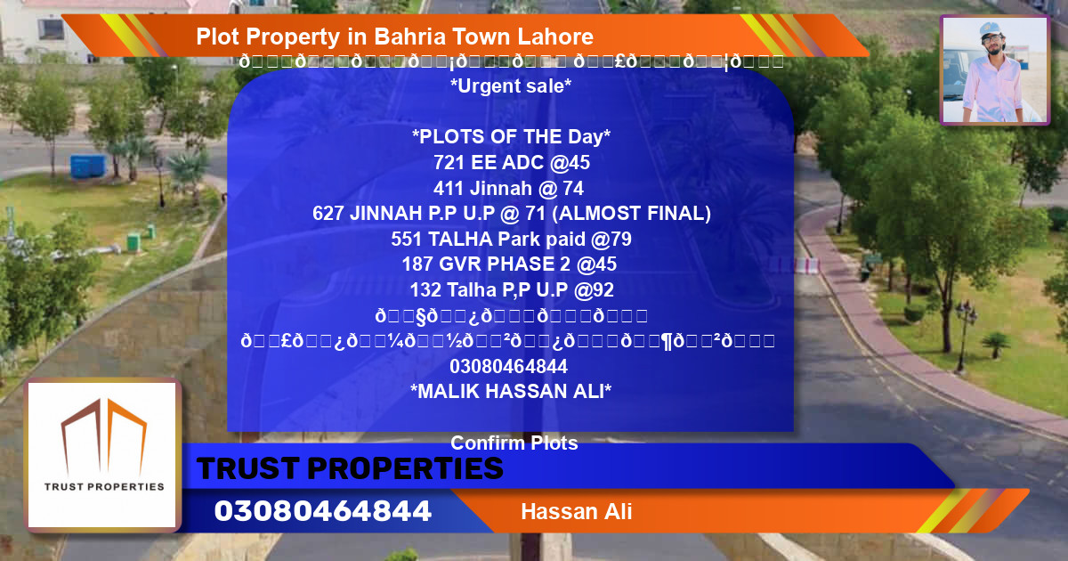 Residential Plot for Sale in Bahria Town, Lahore - (BP-36702)