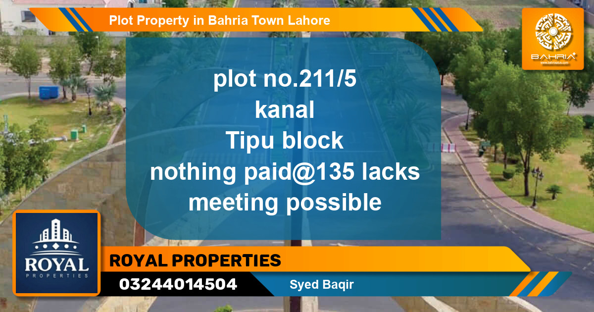 Residential Plot for Sale in Bahria Town, Lahore - (BP-36706)